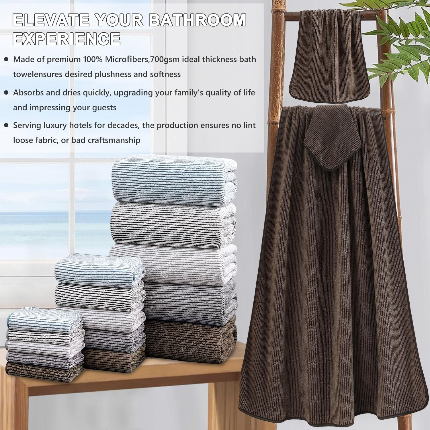 Jessy Home 4-piece oversized bath towel set in soft, plush fabric, measuring 35x70 inches, ideal for bathroom use