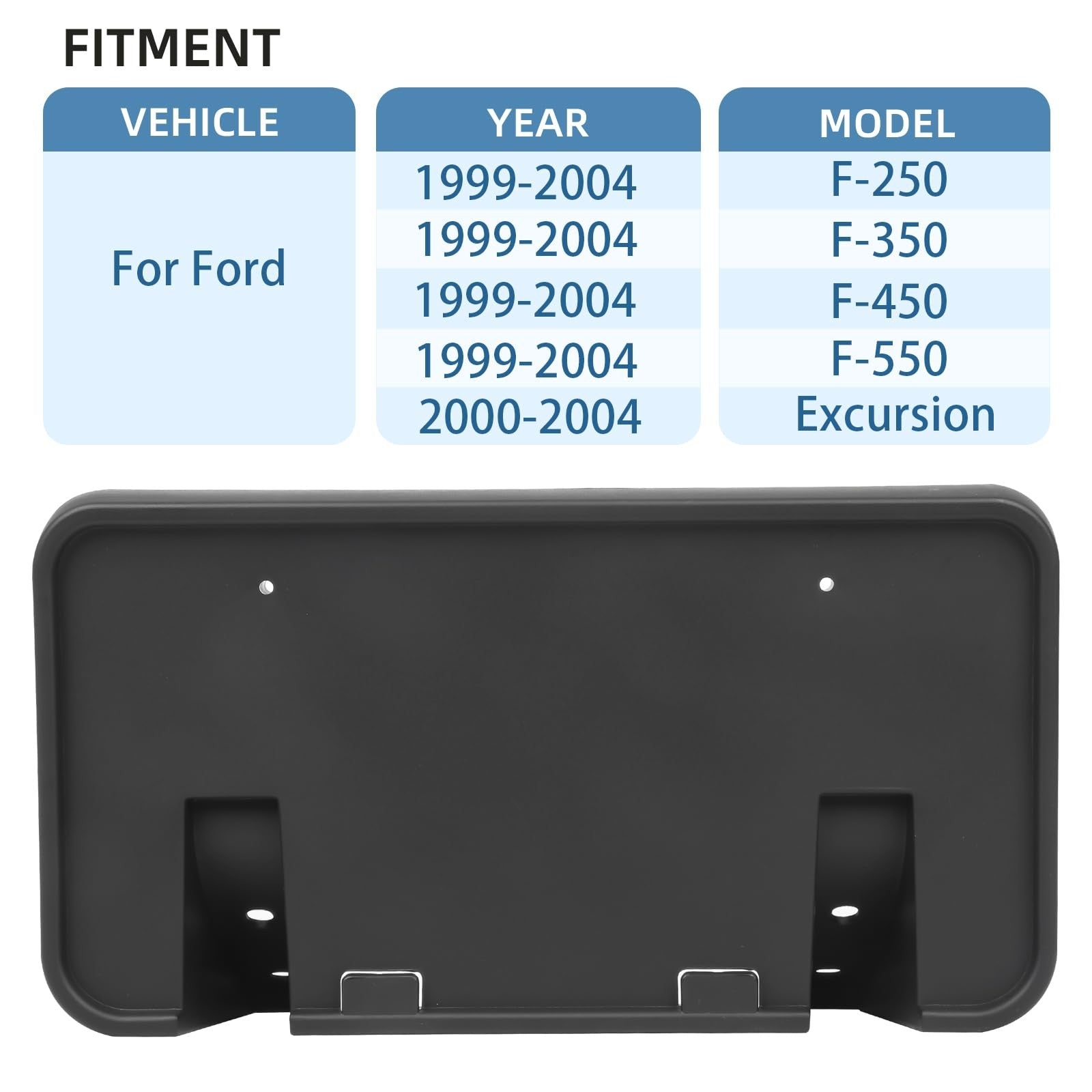 OKPARZ replacement front bumper license plate frame bracket for 1999-2004 Ford F series trucks, showing the sturdy metal mount.