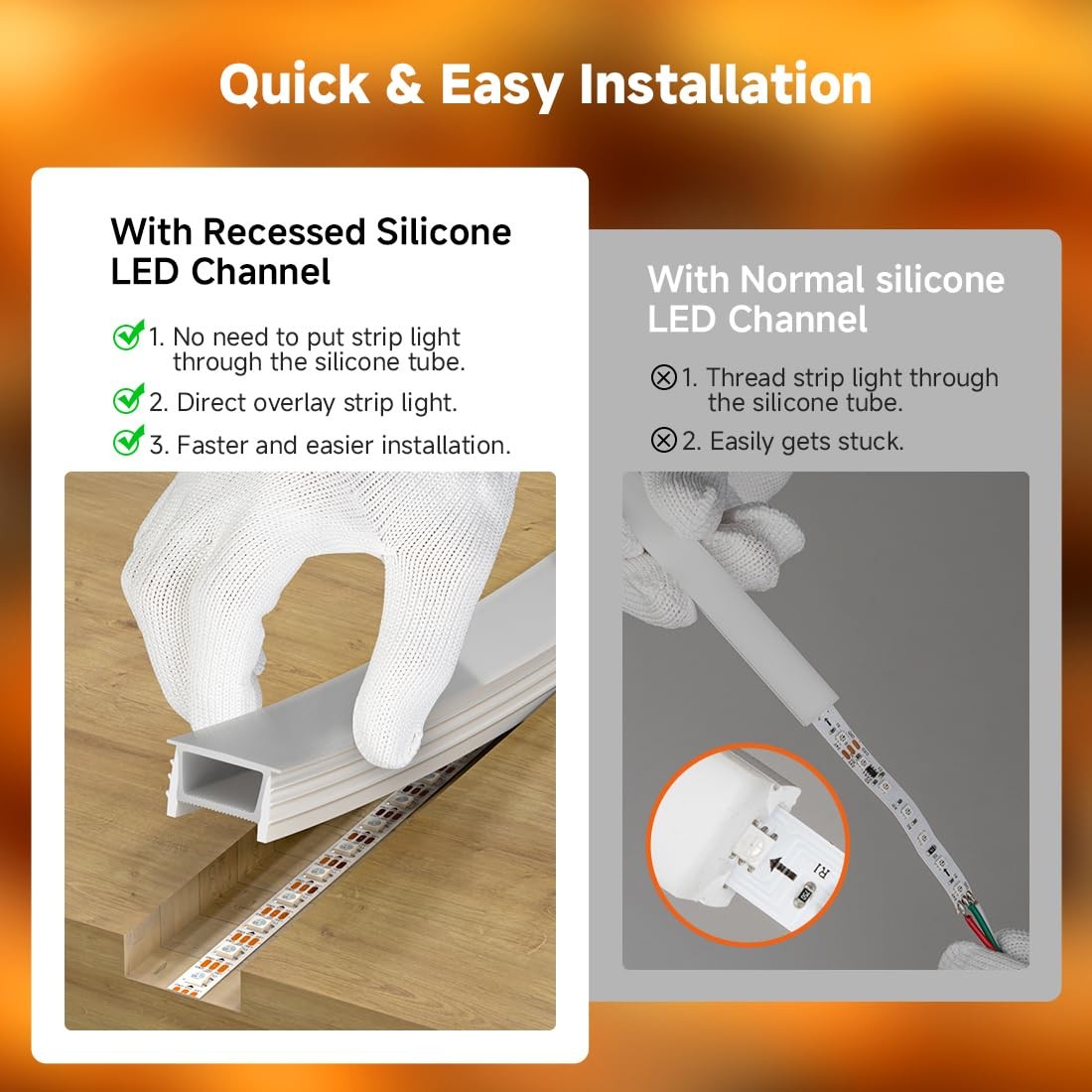 BTF-LIGHTING Silicone LED channel system with 49.2ft flexible tube and milky white cover for LED strip lighting installation