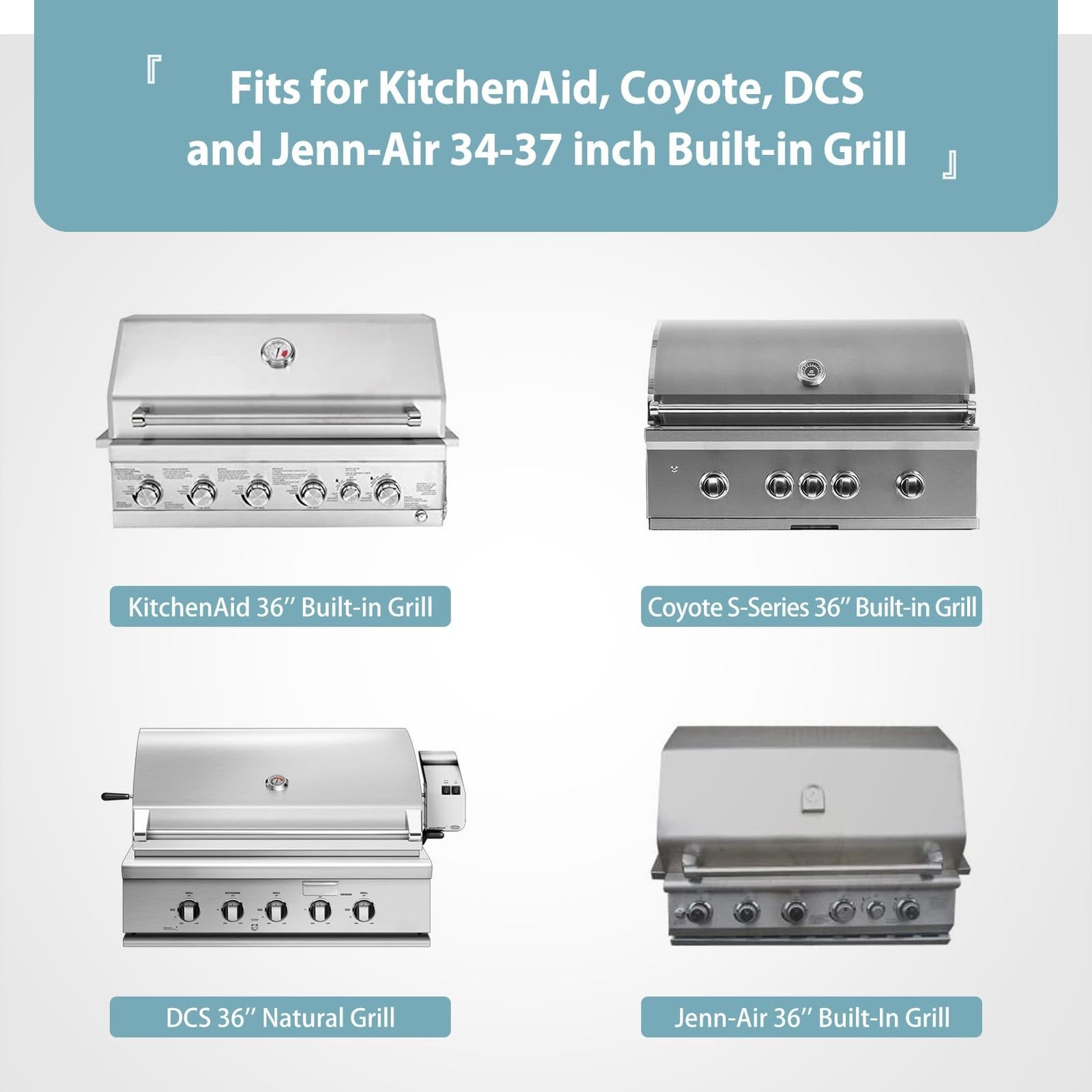 Shinestar 38-inch built-in grill cover for Coyote, DCS, Jenn-Air, KitchenAid, and Lynx outdoor grills, made of durable weatherproof material.