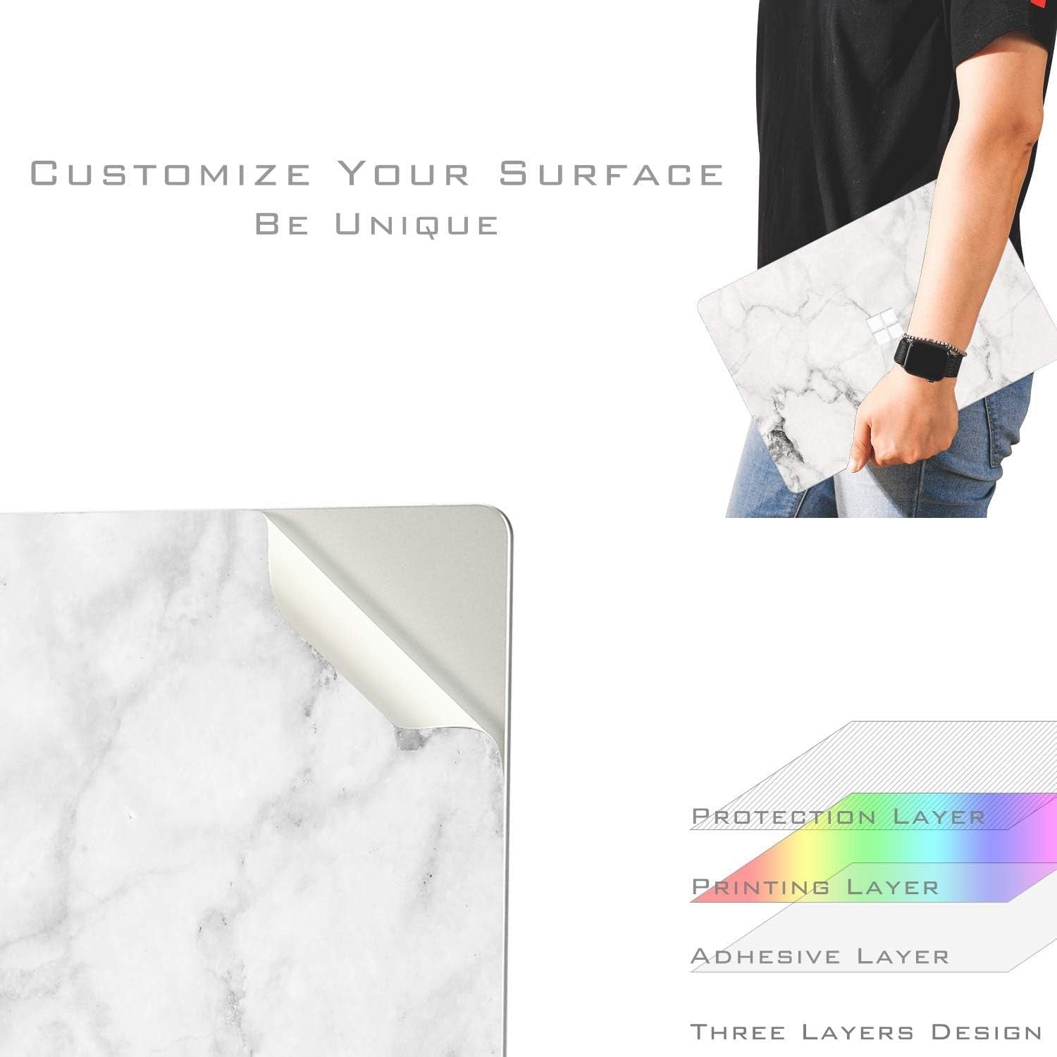 Digi-Tatoo Ultra Thin Protective Cover skin decal sticker for Microsoft 2024, showcasing a clear, flexible adhesive skin on a device.