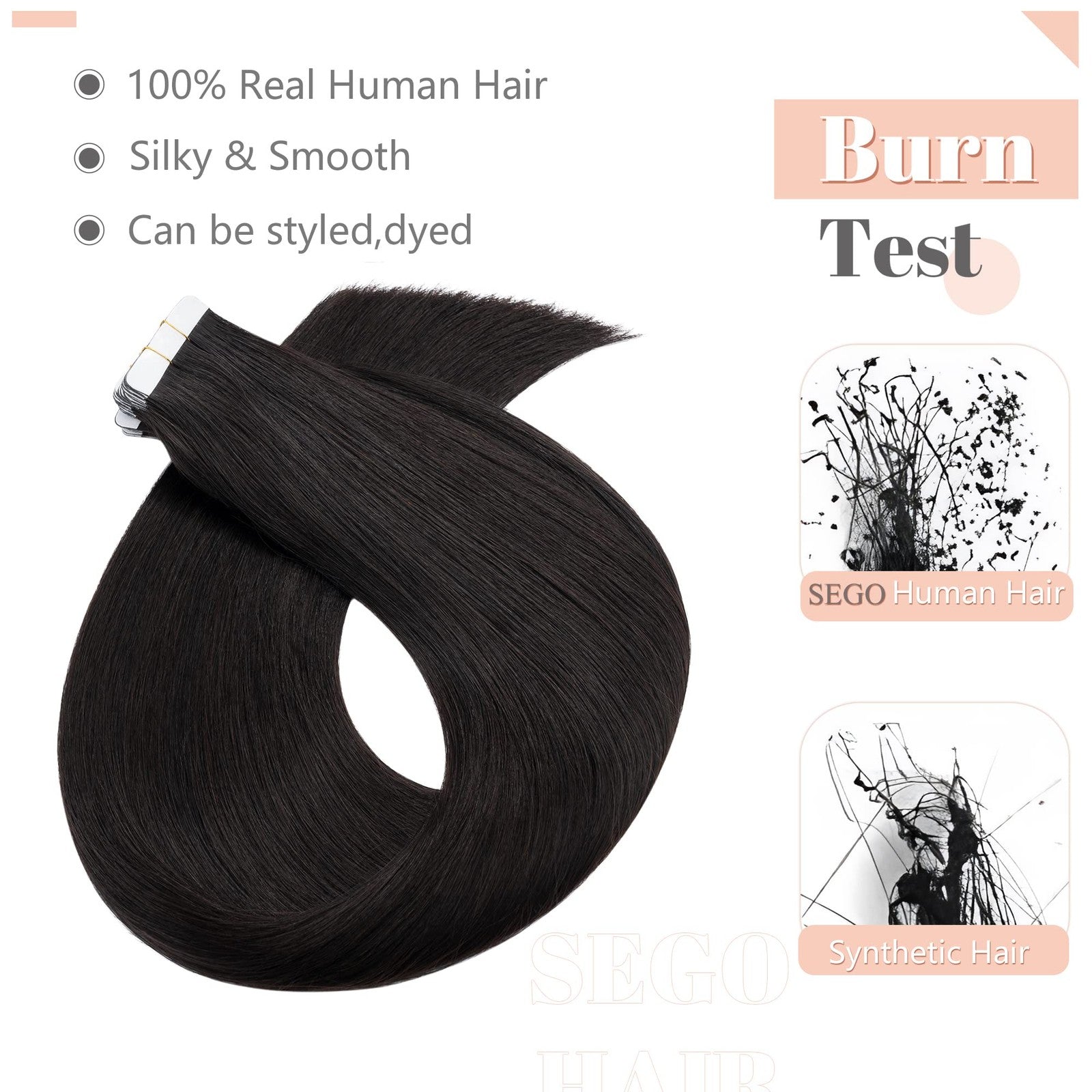 Set of 20 black Remy human hair tape-in extensions from Unbranded, 22 inches long, lightweight 50g, natural black color.