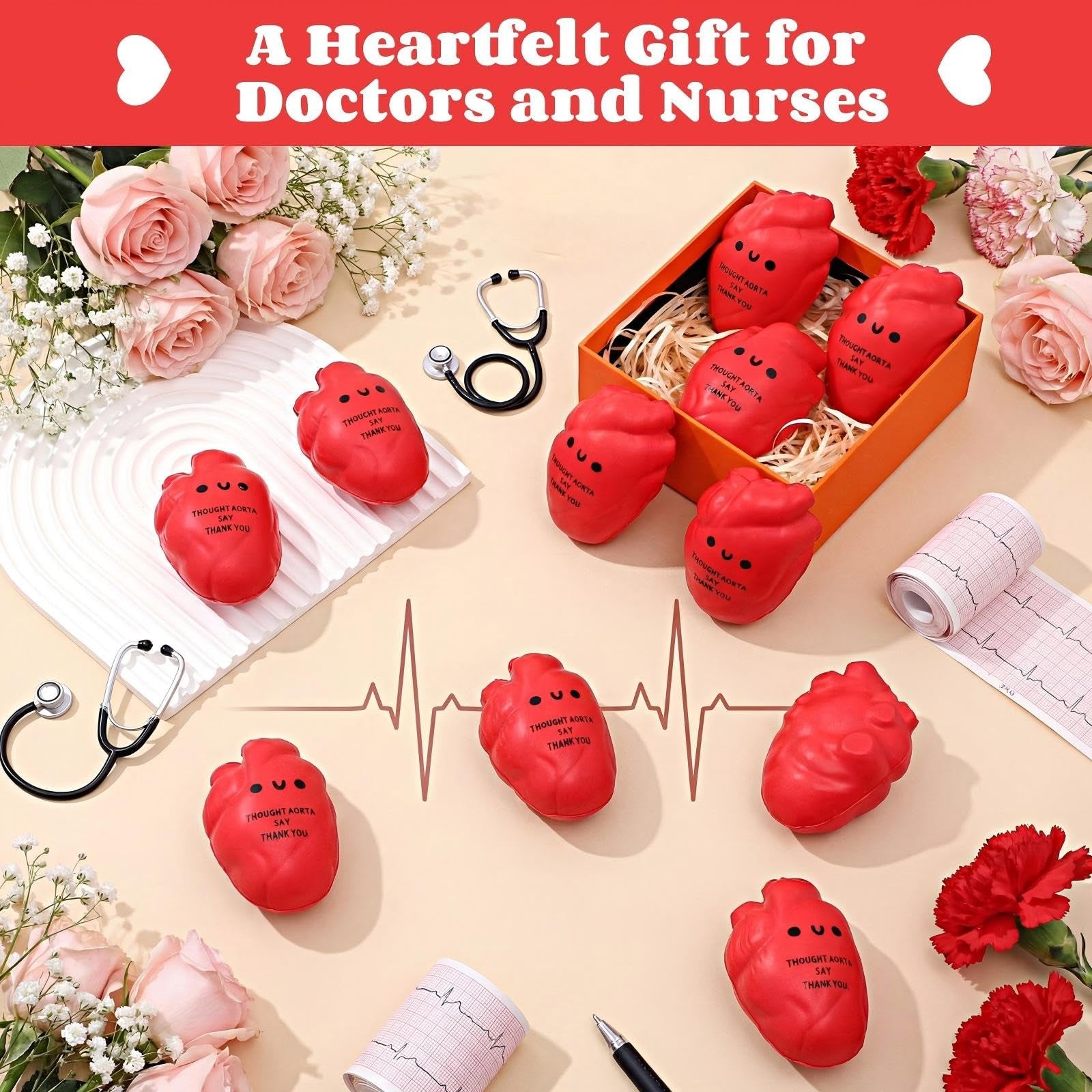 Gemscream Funny Cardiac Stress Balls for adults, motivational stress relievers with colorful, squeezable design.