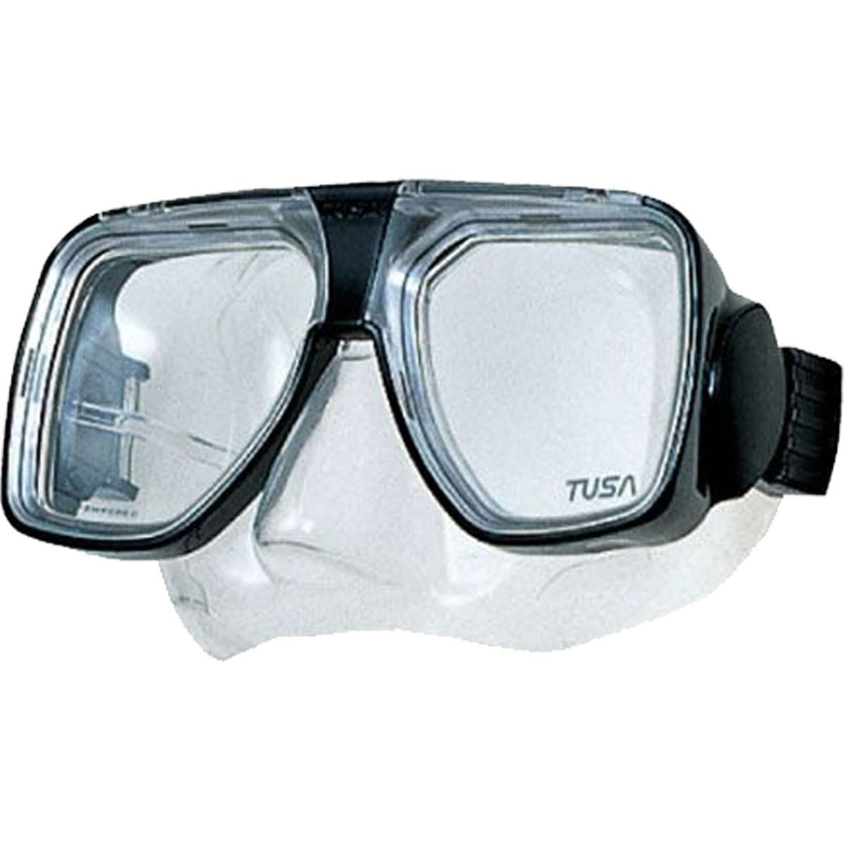 TUSA TM-5700 Liberator Plus scuba diving mask in cobalt blue with clear skirt and adjustable strap for underwater exploration.