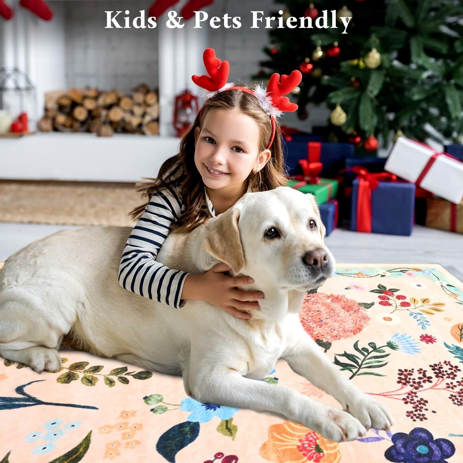 Macgace 2x6 floral runner rug with washable flower print and non-slip backing, ideal for adding color to hallways or kitchens.