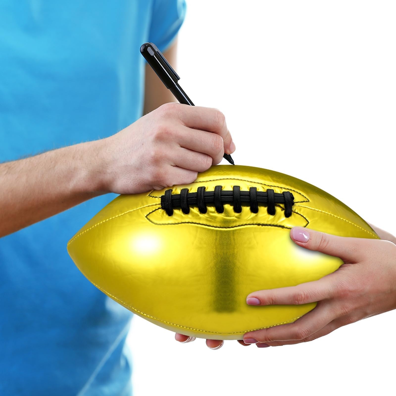 Liliful 2-piece autograph football and basketball set with stands, official size, blank surfaces for signatures.