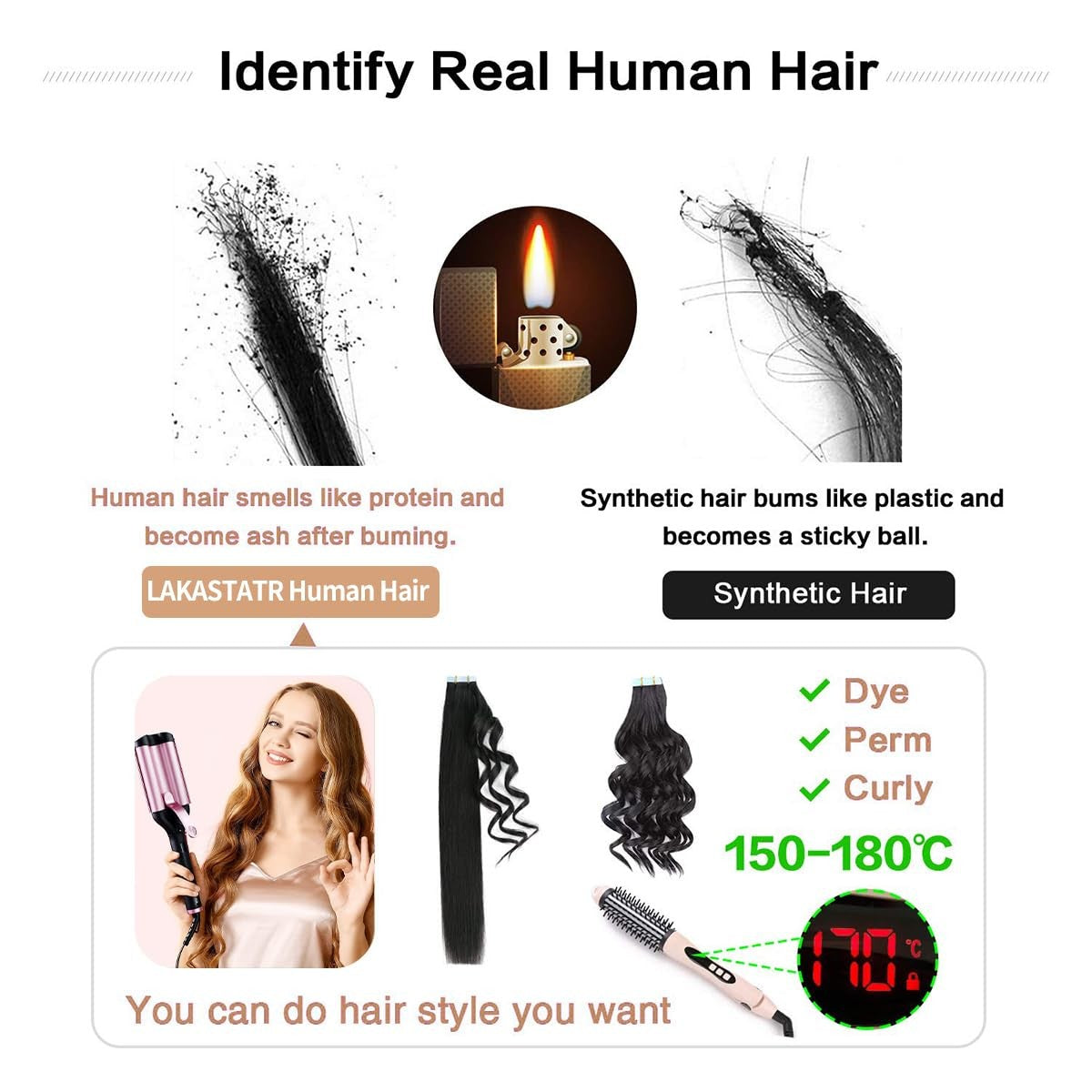 LAKASTATR 22-inch human hair tape-in extensions in shade #4 M, showing seamless tape-in design and smooth, natural-looking hair.