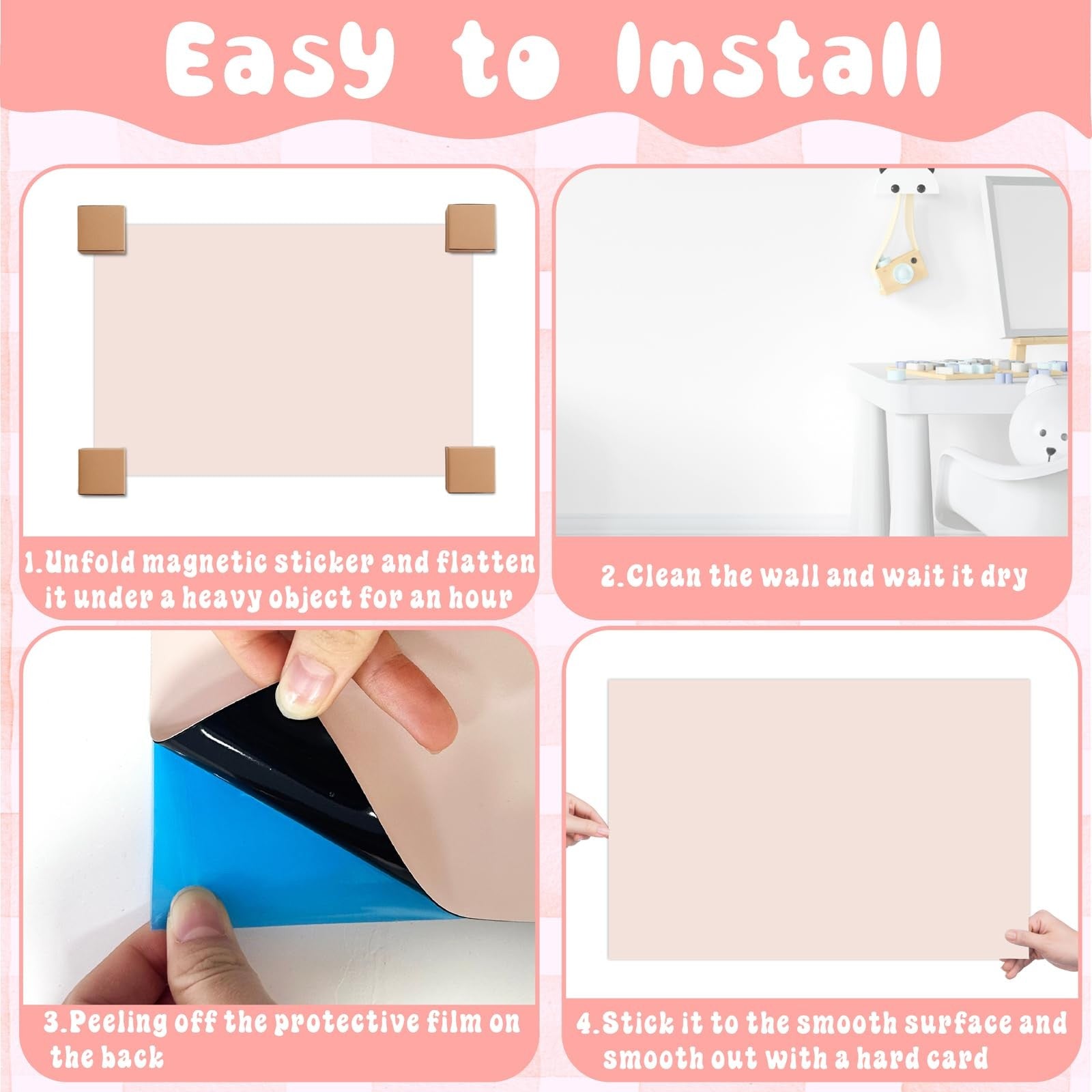 Set of 8 magnetic wall decals for kids by Easma featuring peel-and-stick chalkboard magnets on a colorful design.