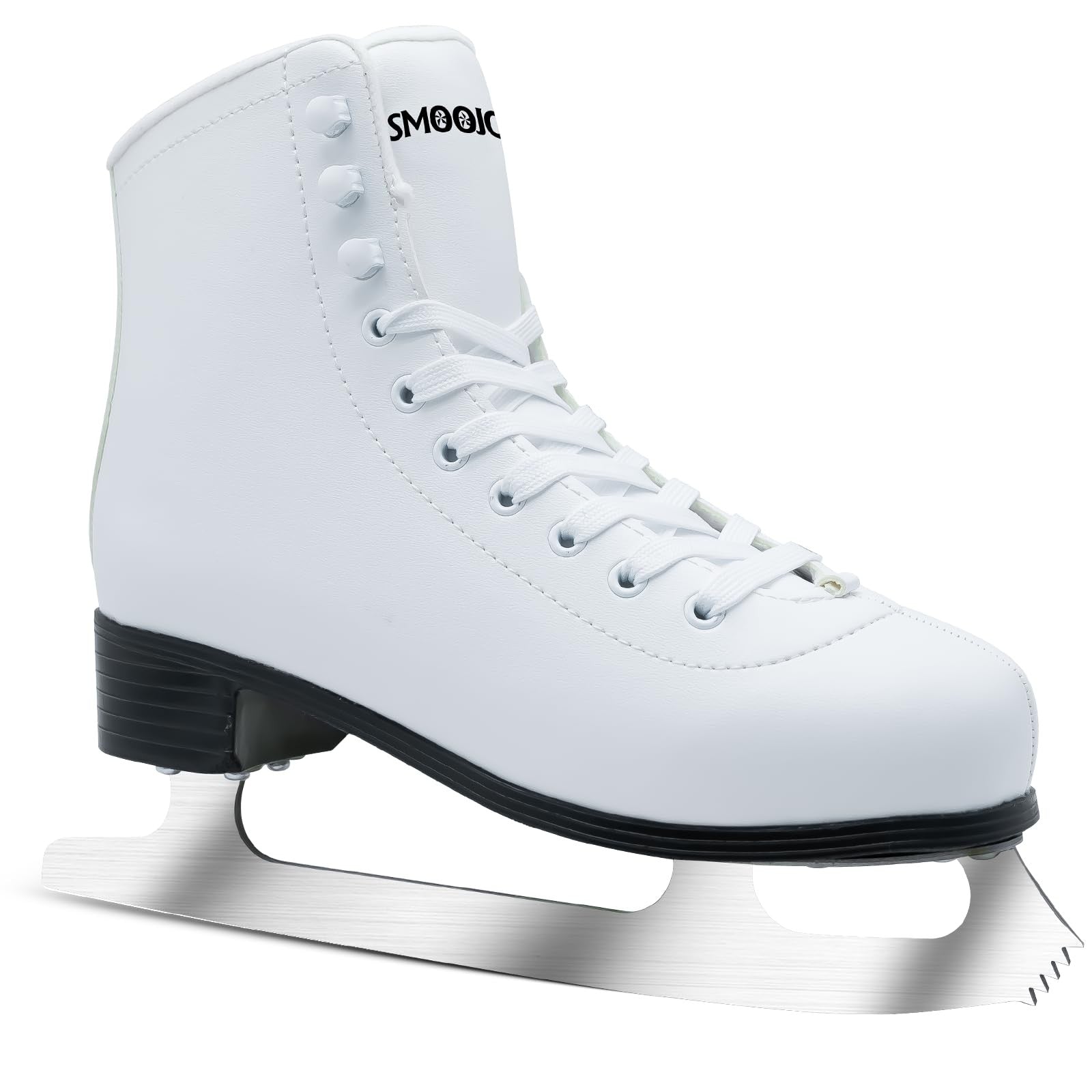 SMOOJOY classic ice skates for women and men with laced design, suitable for indoor and outdoor skating.