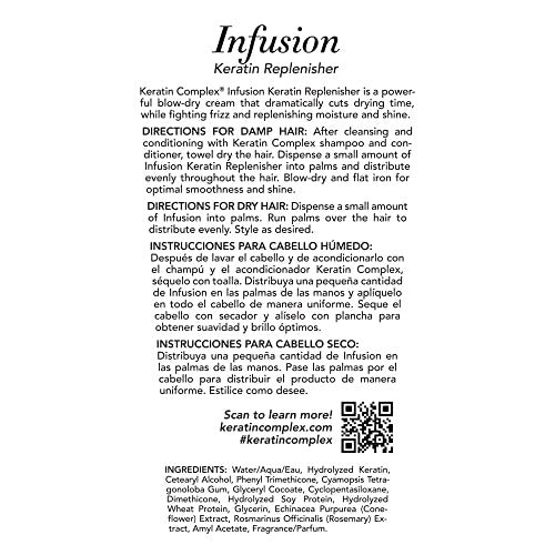 Keratin Complex Infusion Keratin Replenisher 2.5oz hair treatment bottle with pump and label on white background.