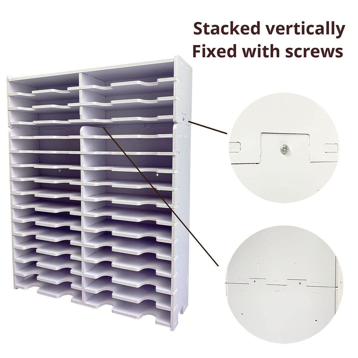 Sanfurney 6-slot ink pad storage rack with stamp pad organizer, holding colorful ink pads in a clear, organized display.