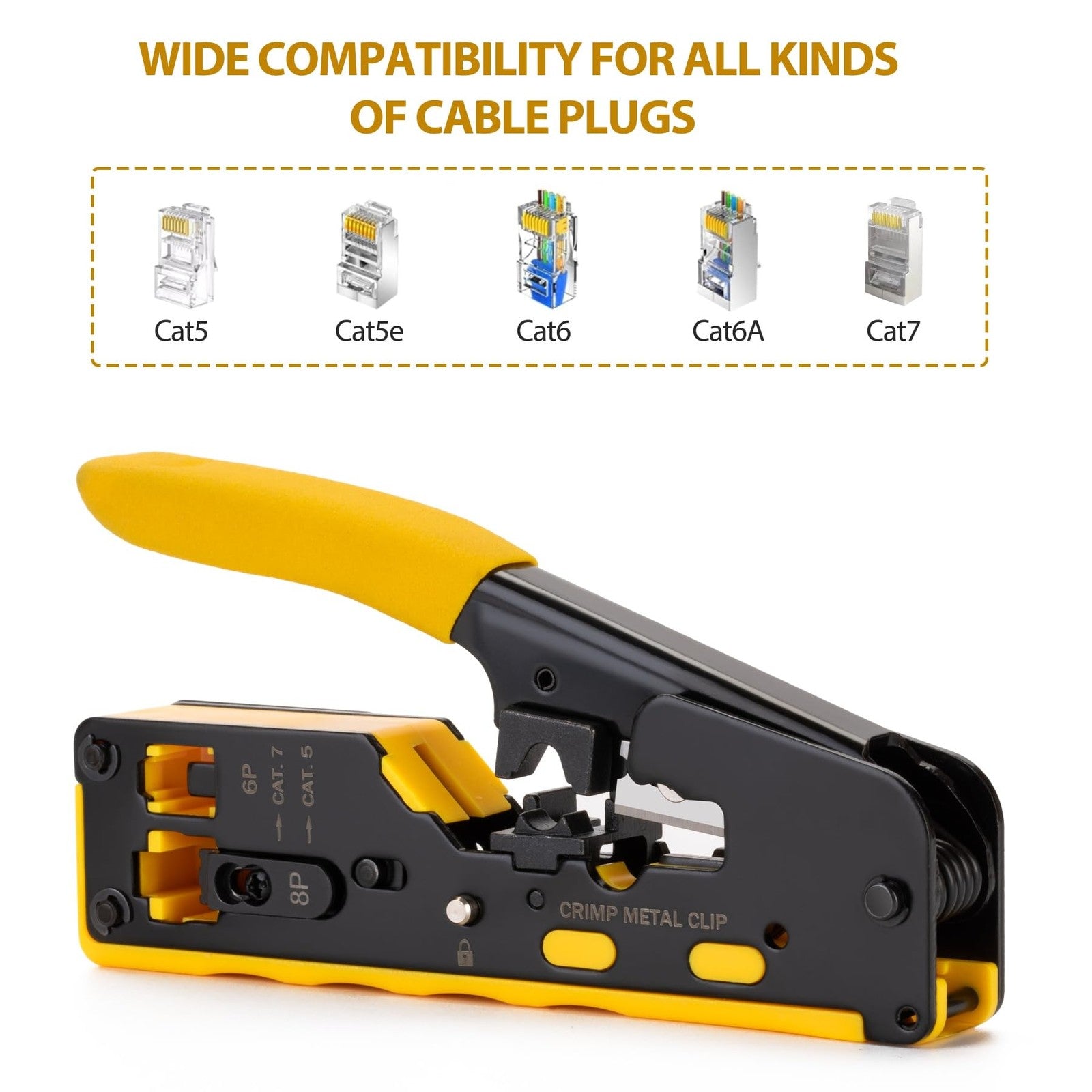 WEETOTUNG RJ45 Crimp Tool Pass Through Kit for Ethernet cables, professional complete crimping and wiring tool set.
