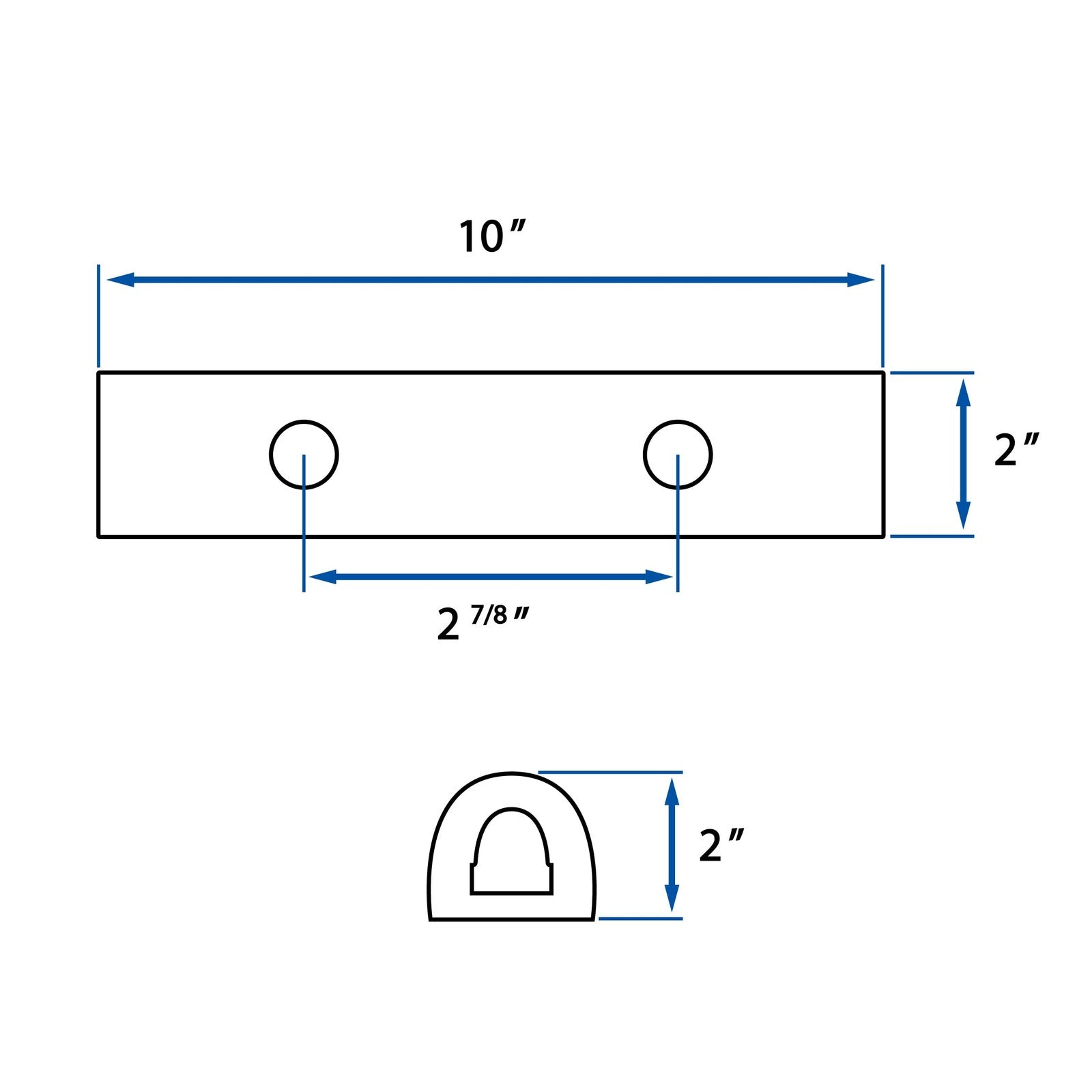 A.A rubber bumper strip measuring 10x2x2 inches, used as a protection guard for vans, trucks, and trailers.