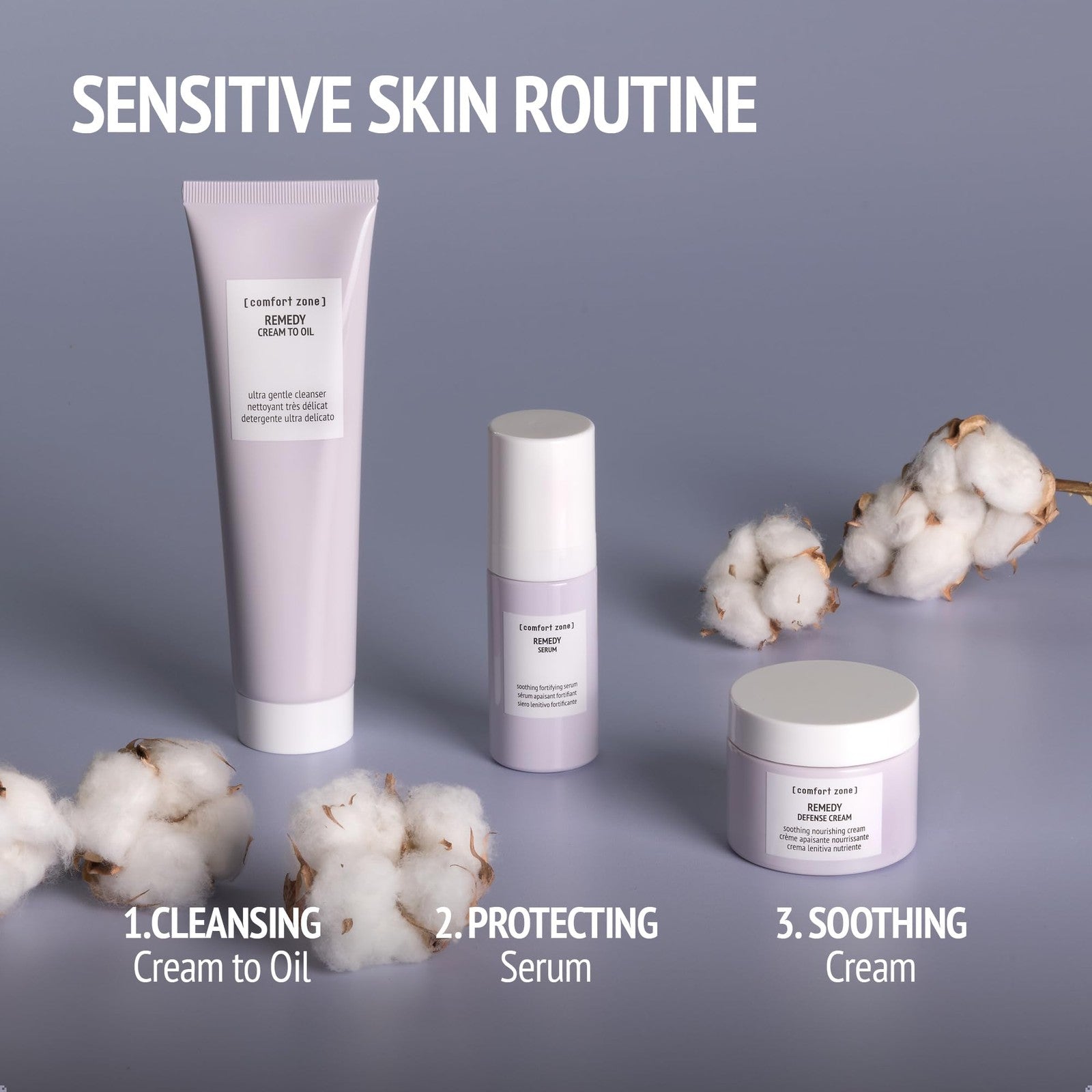 Comfort Zone Remedy soothing nourishing cream-to-oil cleanser for sensitive skin, shown in a white jar with a beige lid.