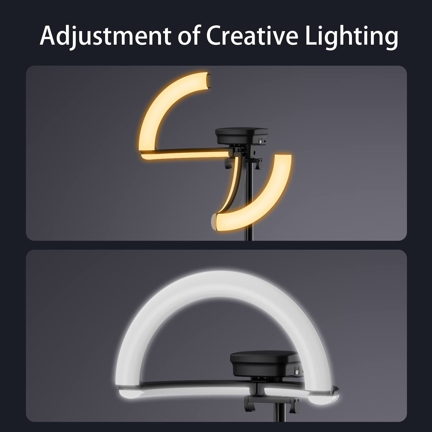 yAyusi portable ring light stand with 4000mAh battery, cordless, foldable design, suitable for photography and video lighting.