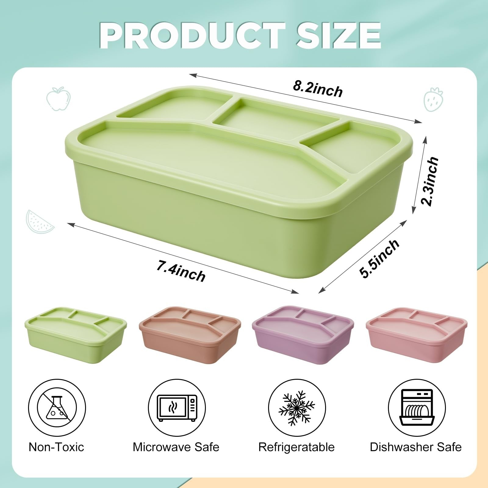 Ziliny 4-piece silicone bento box set with leak-proof lids, reusable lunch containers in vibrant colors, ideal for meal prep and on-the-go.