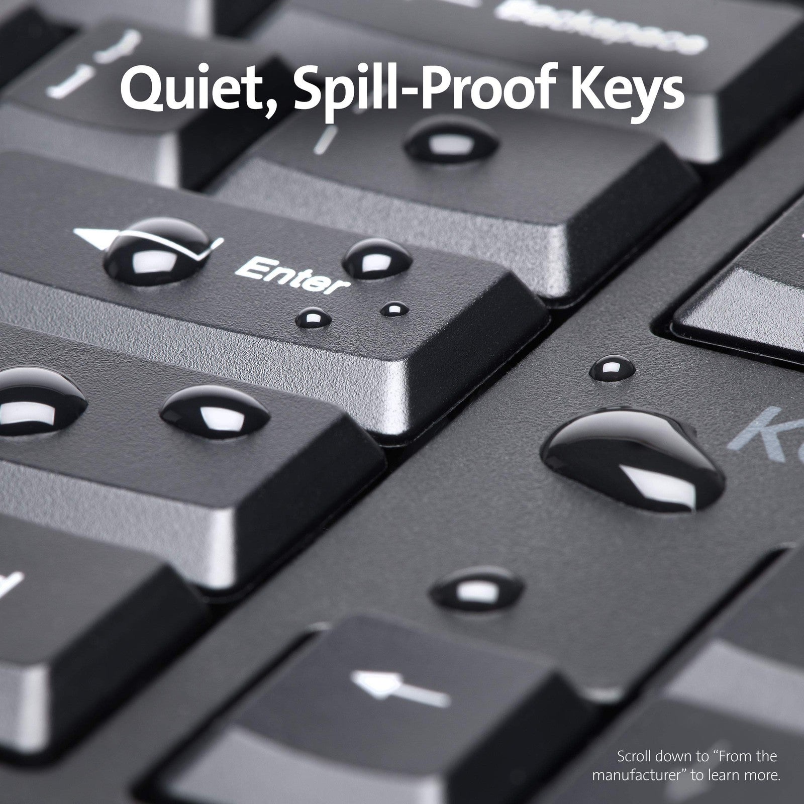 Kensington Pro Fit ergonomic wired keyboard in black with full-sized keys and adjustable tilt for comfortable typing.