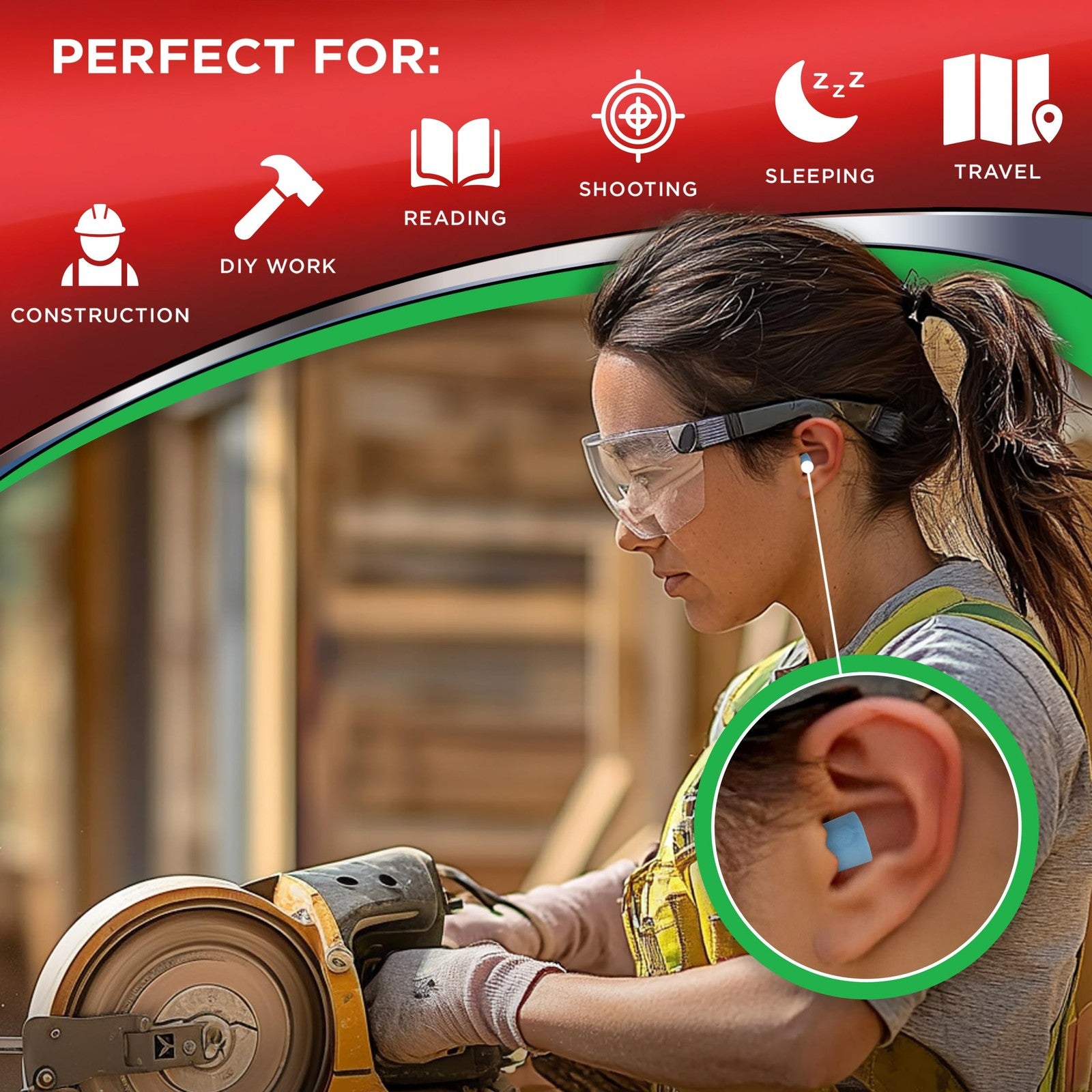 Hearos Xtreme Foam Earplugs with 33dB noise reduction, 100 pairs, designed for hearing protection and noise blocking.