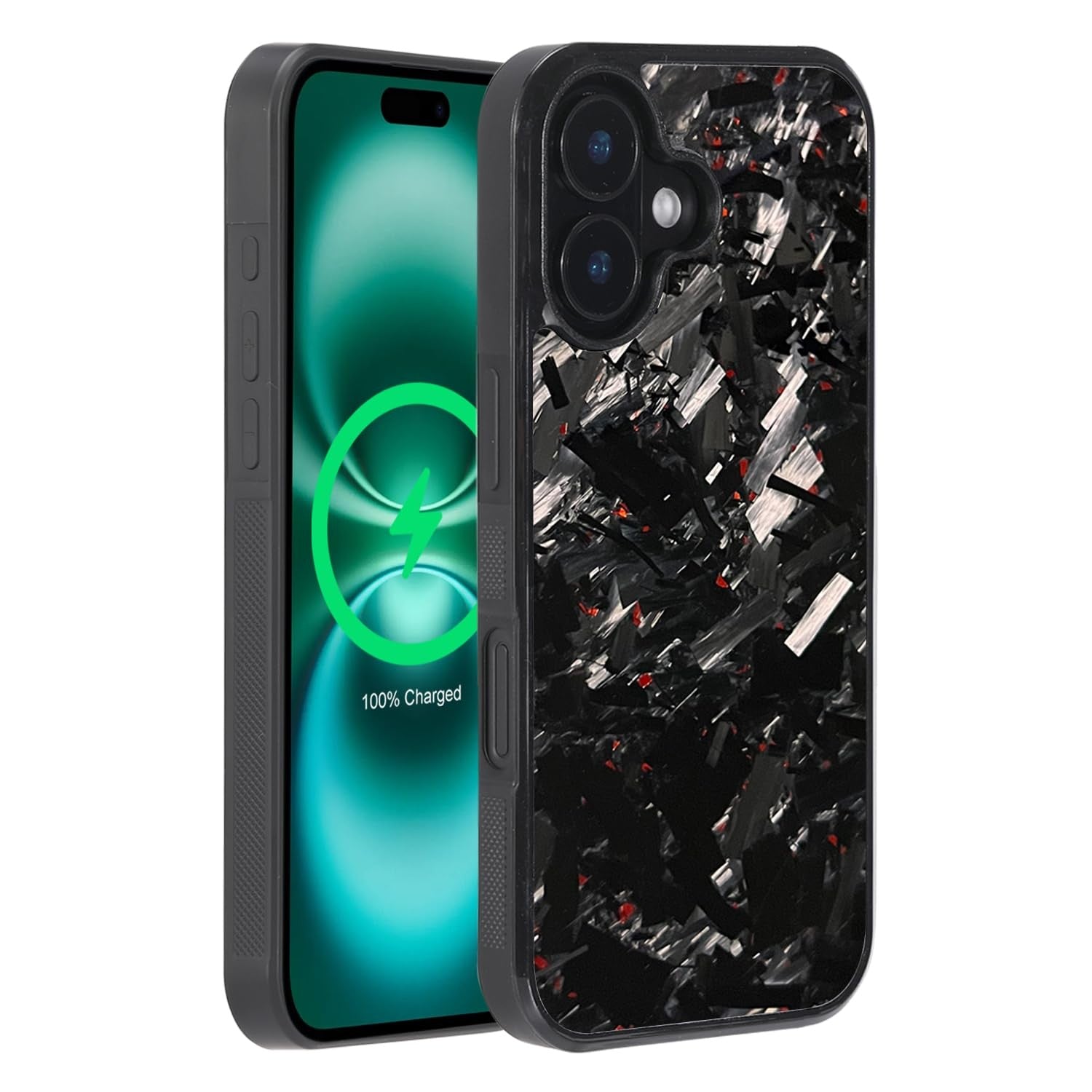molzar Grip Series iPhone 16 case with forged carbon fiber and textured grip edges, offering stylish protection and a secure hold