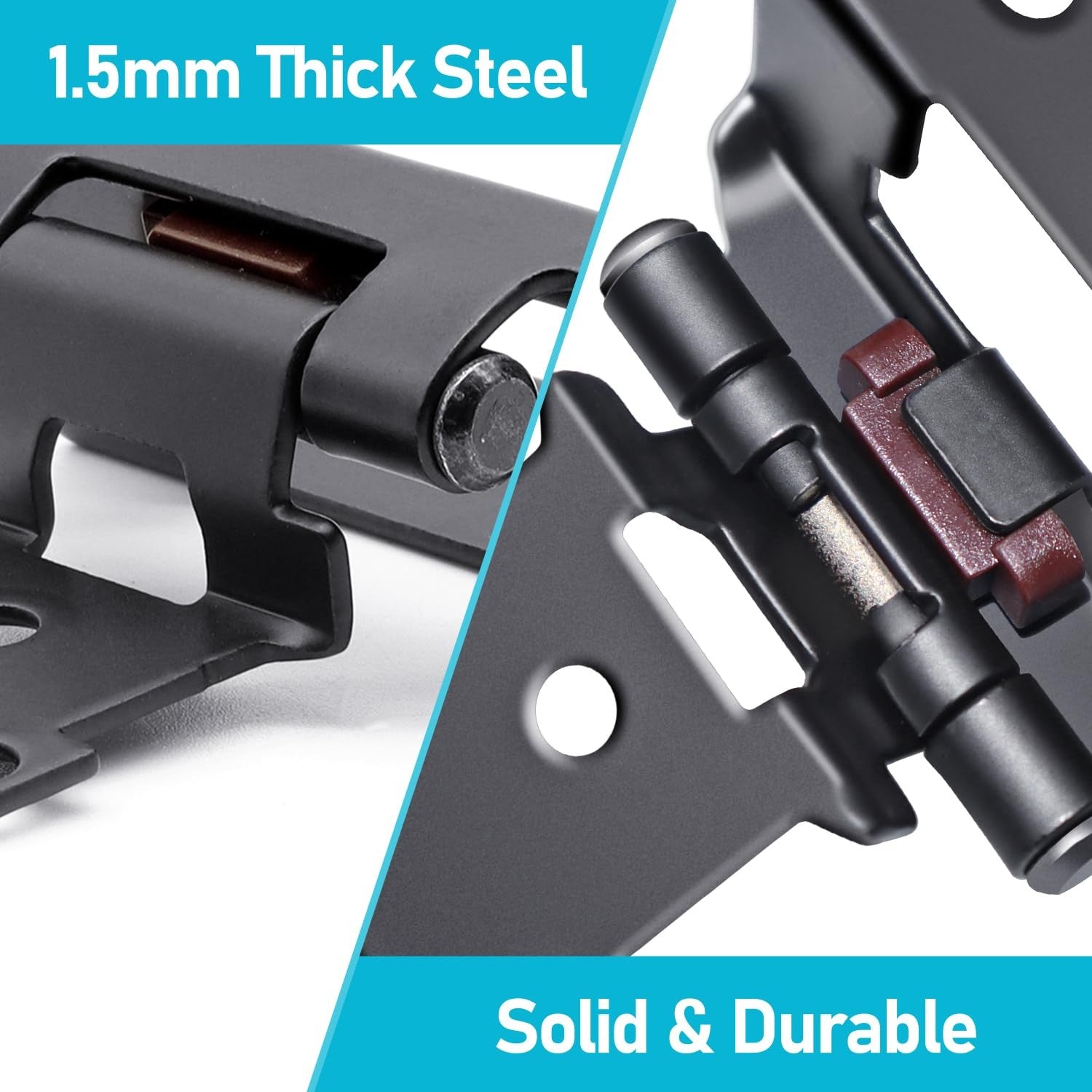 Funghwang 60-pack black semi-wrap overlay hinges, modern style, showing close-up of hinge design and mounting surface.
