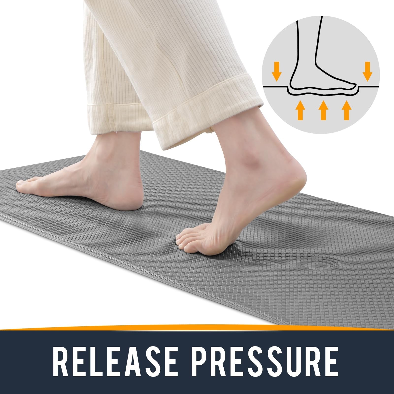 Long cushioned kitchen mat for floor, anti-fatigue design, 23x71 inches, ideal for kitchen runners, unbranded anti-fatigue rug