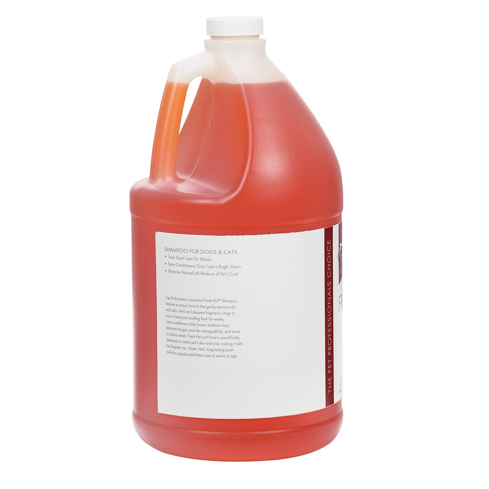Top Performance Fresh Pet Shampoo in 1-gallon container, pH-balanced formula for clean, healthy pet fur.