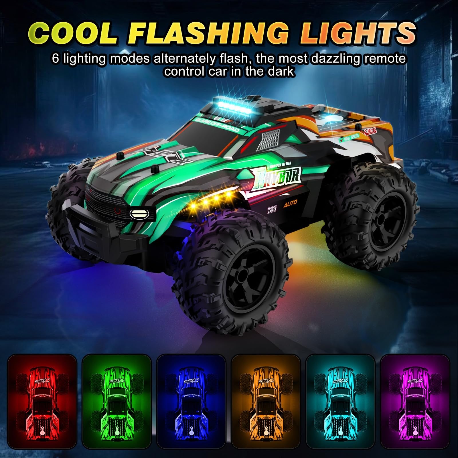BLUEJAY 1:16 scale remote control car with blue body, large tires, and all-terrain design for high-speed outdoor racing.