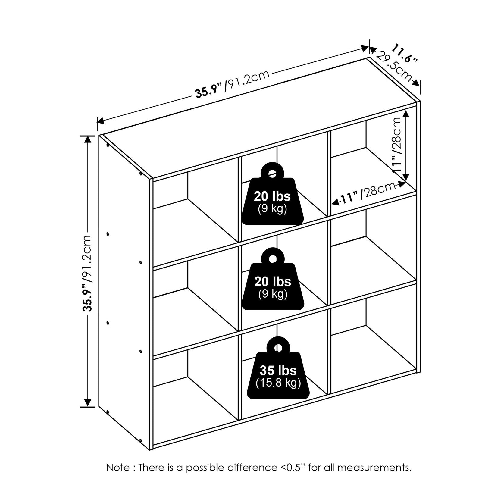Furinno PELLI 9-cube closet organizer with open shelves, showing stacked storage cubes in a modern bedroom closet setting.