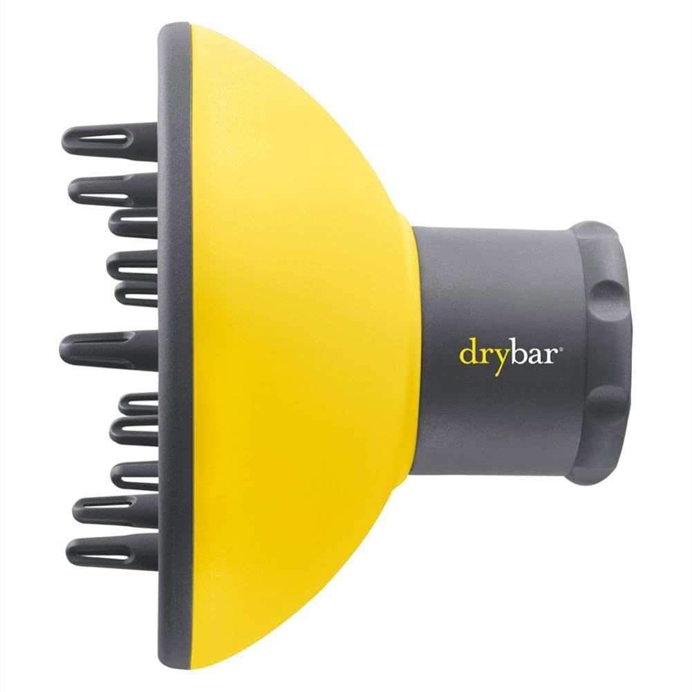 Drybar The Bouncer diffuser for curly hair showing a universal fit hair diffuser with textured prongs for frizz reduction