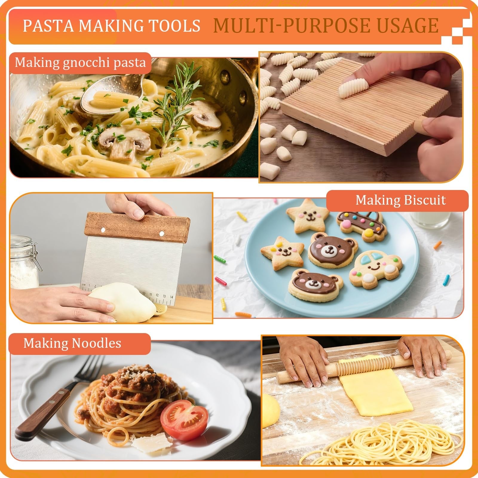 DthwagfL 10-piece pasta making tools kit with drying rack and two rolling pins, ideal for homemade pasta preparation.