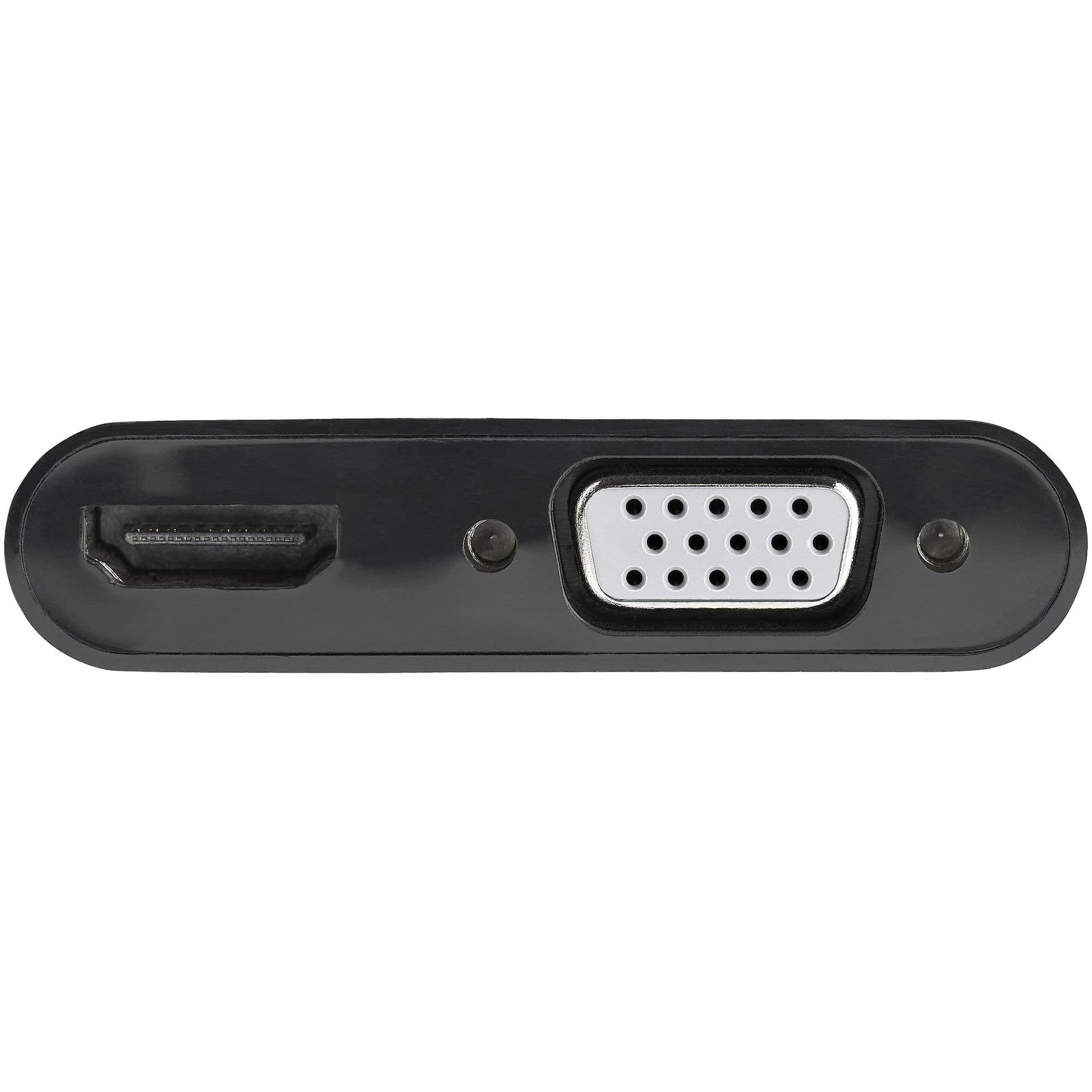 StarTech.com DisplayPort to HDMI VGA adapter showing ports and cable connections for 4K 60Hz display support