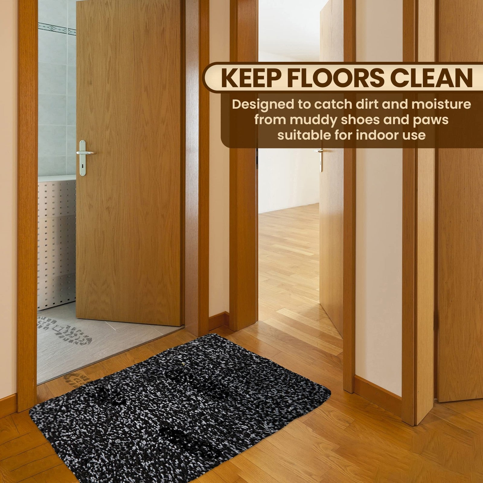 Microfiber indoor door mat by Rugmast, 24x36 inches, washable, non-slip entry rug with textured surface for added safety.