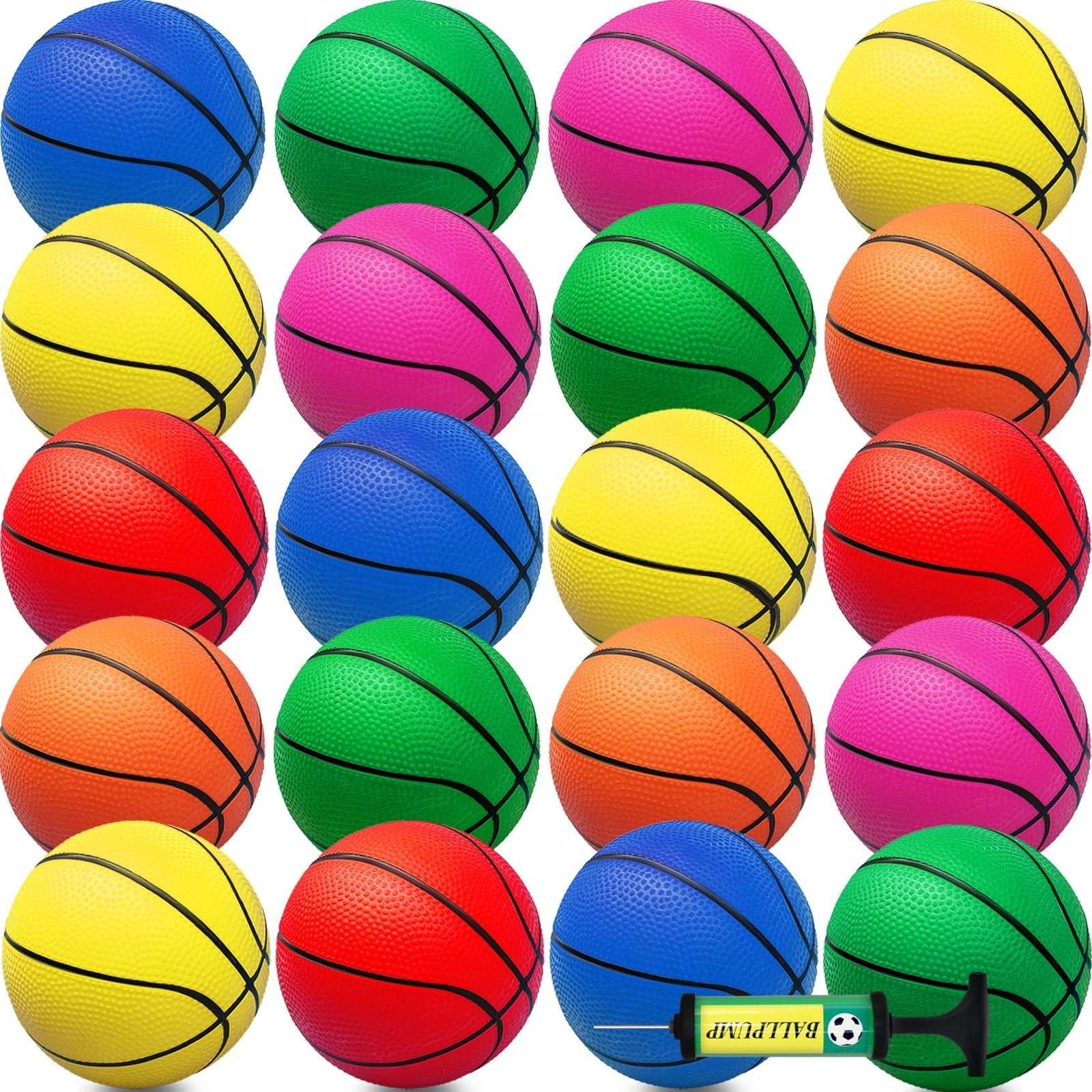 42Pcs 6" Mini Basketball Set with 42 colorful PVC balls and air pump for indoor and outdoor hoop games