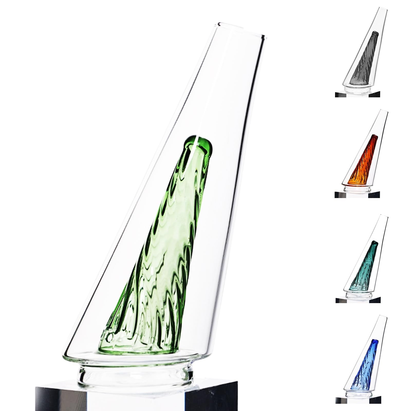 Light green colored crystal vase for flowers, mini glass desk ornament by WALSIO, with a smooth, transparent surface and elegant design.