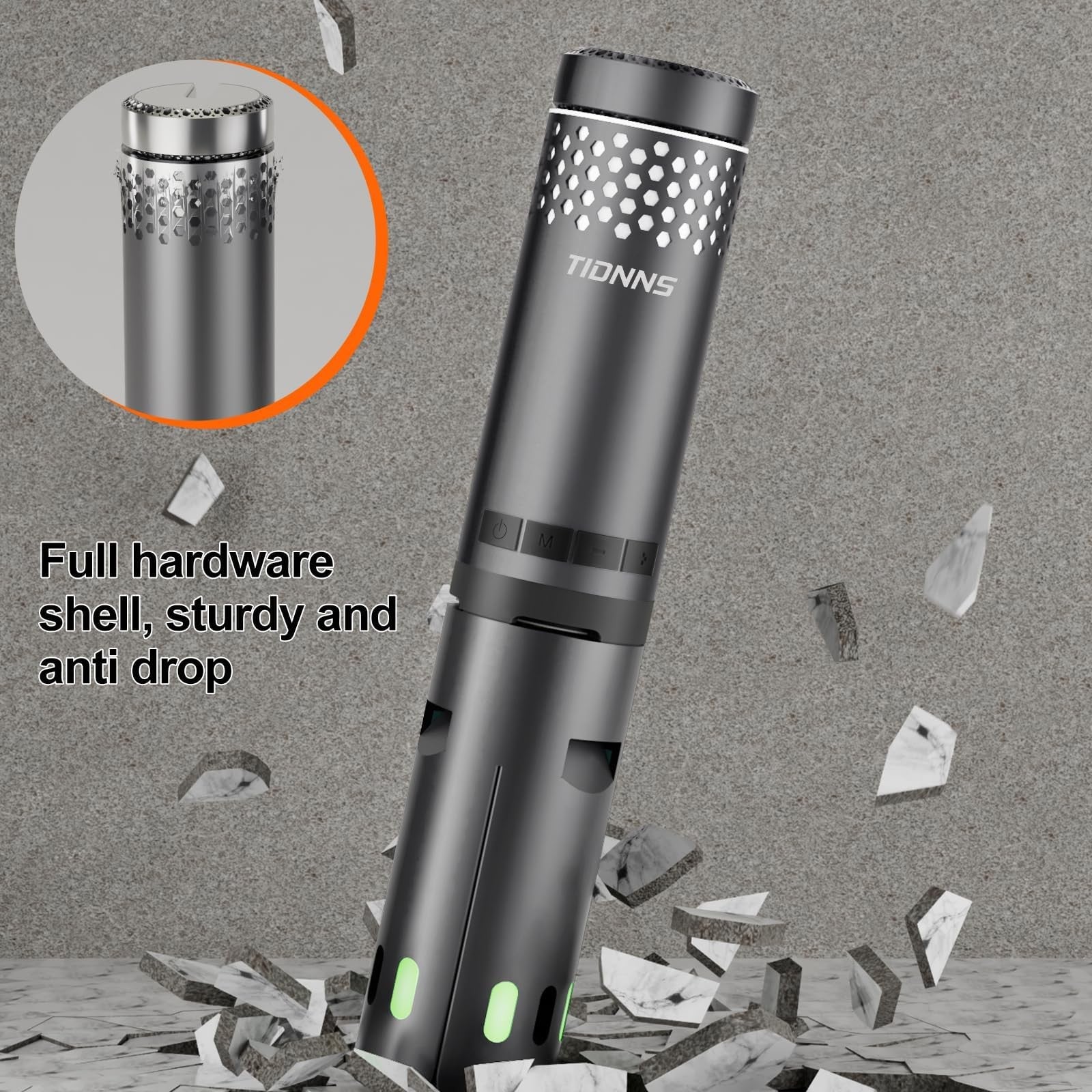 Rechargeable TIDNNS camping lantern with detachable stand, waterproof design, ideal for outdoor lighting and camping trips.