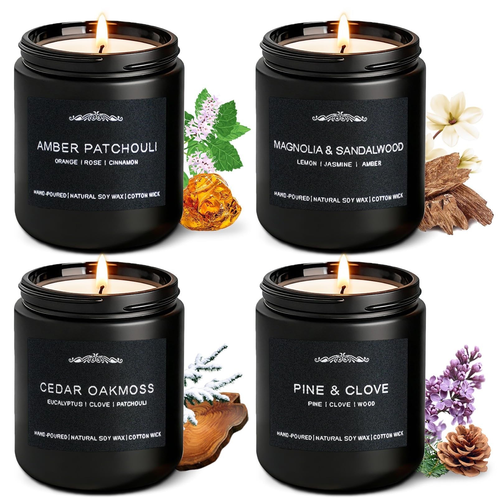 Inayou men's candle gift set with a 28oz soy wax candle, masculine scent, long-lasting 200-hour burn, and elegant packaging.