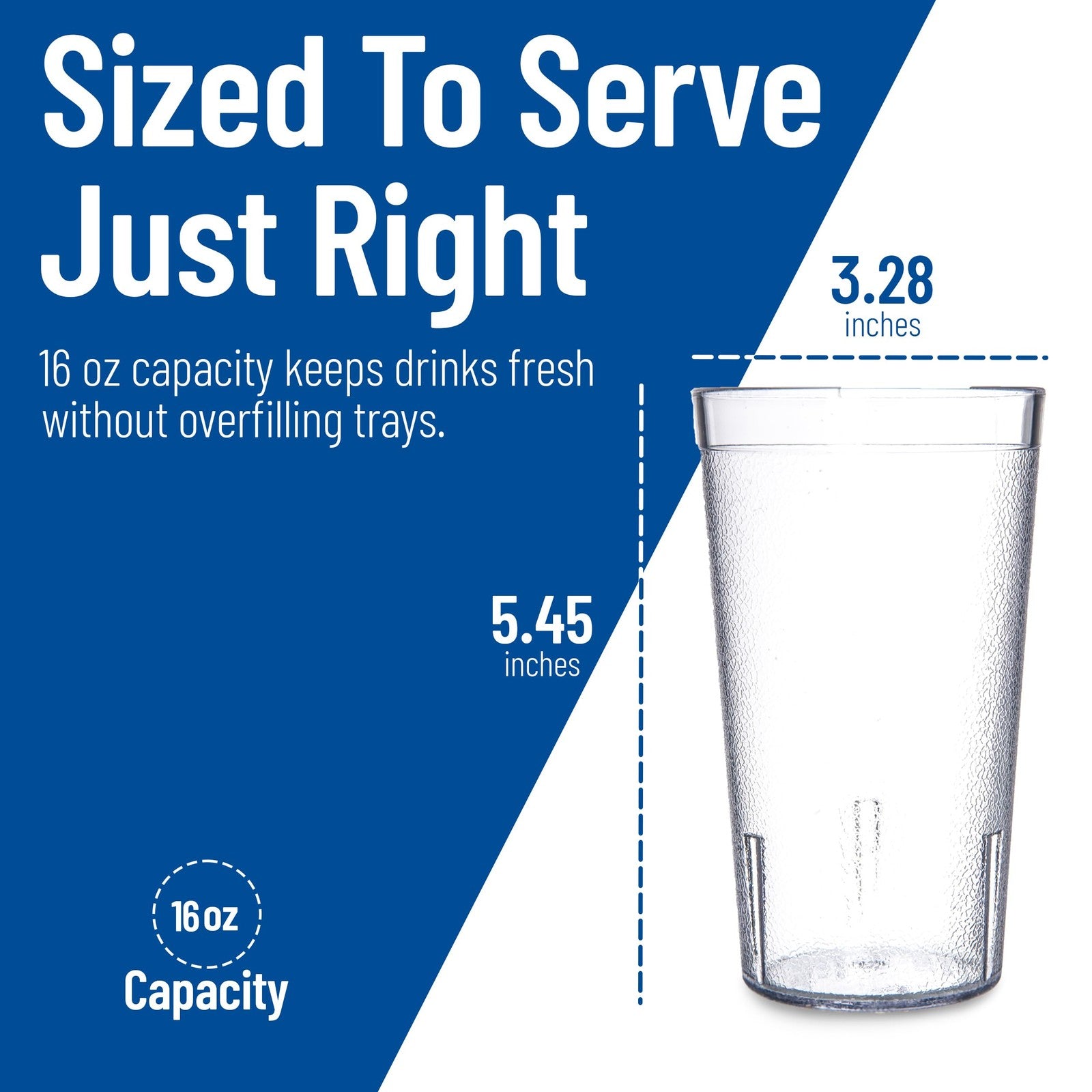 Carlisle FoodService Products stackable tumbler with pebbled exterior, ideal for kitchen use, featuring durable, textured surface.