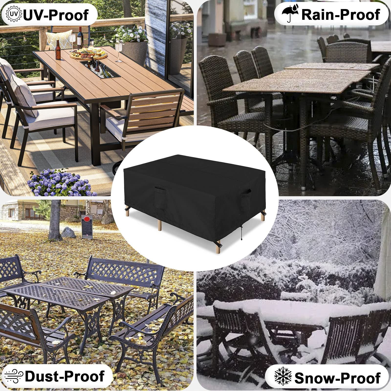 OutdoorLines waterproof patio table furniture set cover for rectangle tables, outdoor protective cover for patio furniture.