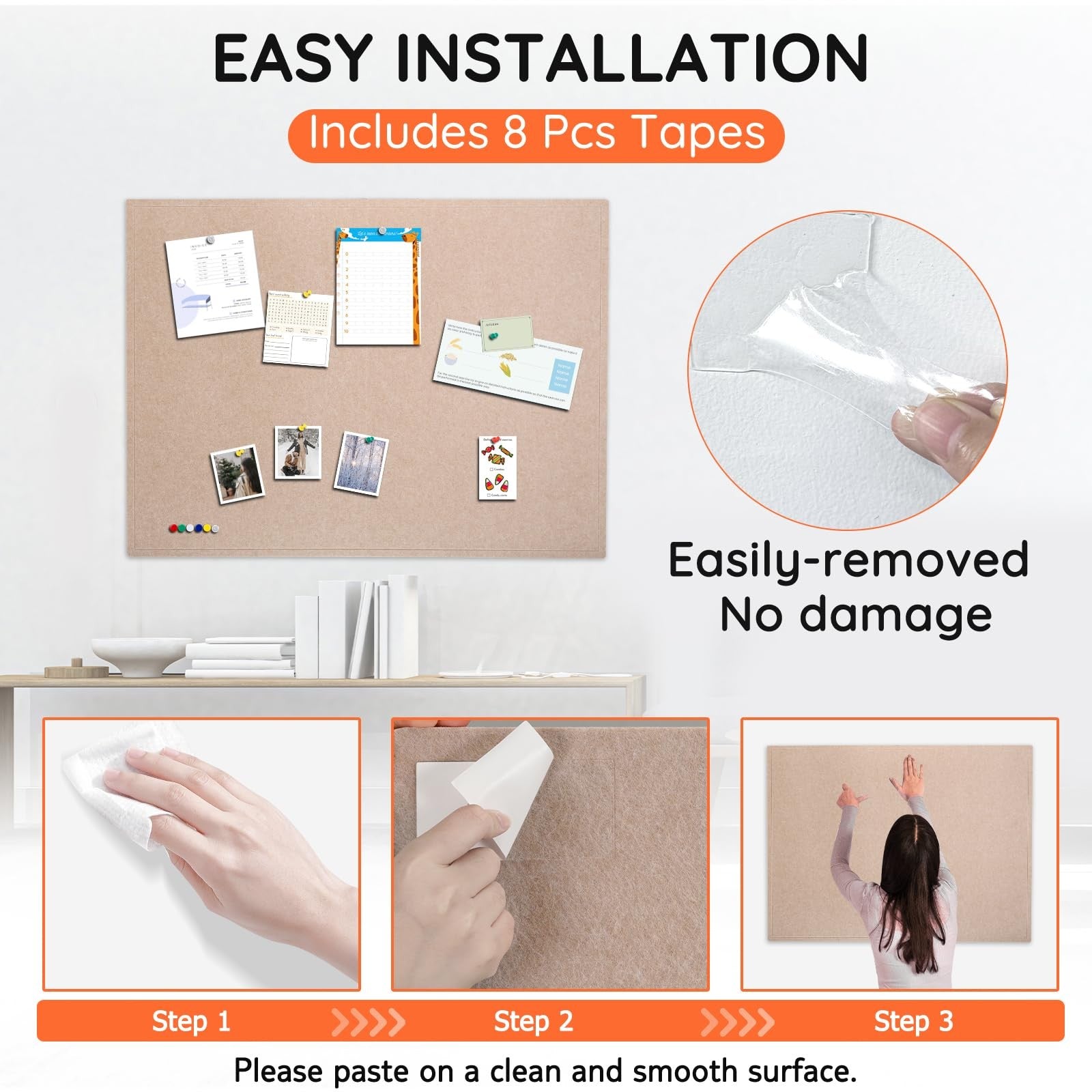 Dollar Boss large 48x36-inch foldable felt cork bulletin board with decorative frame, ideal for office or home organization.