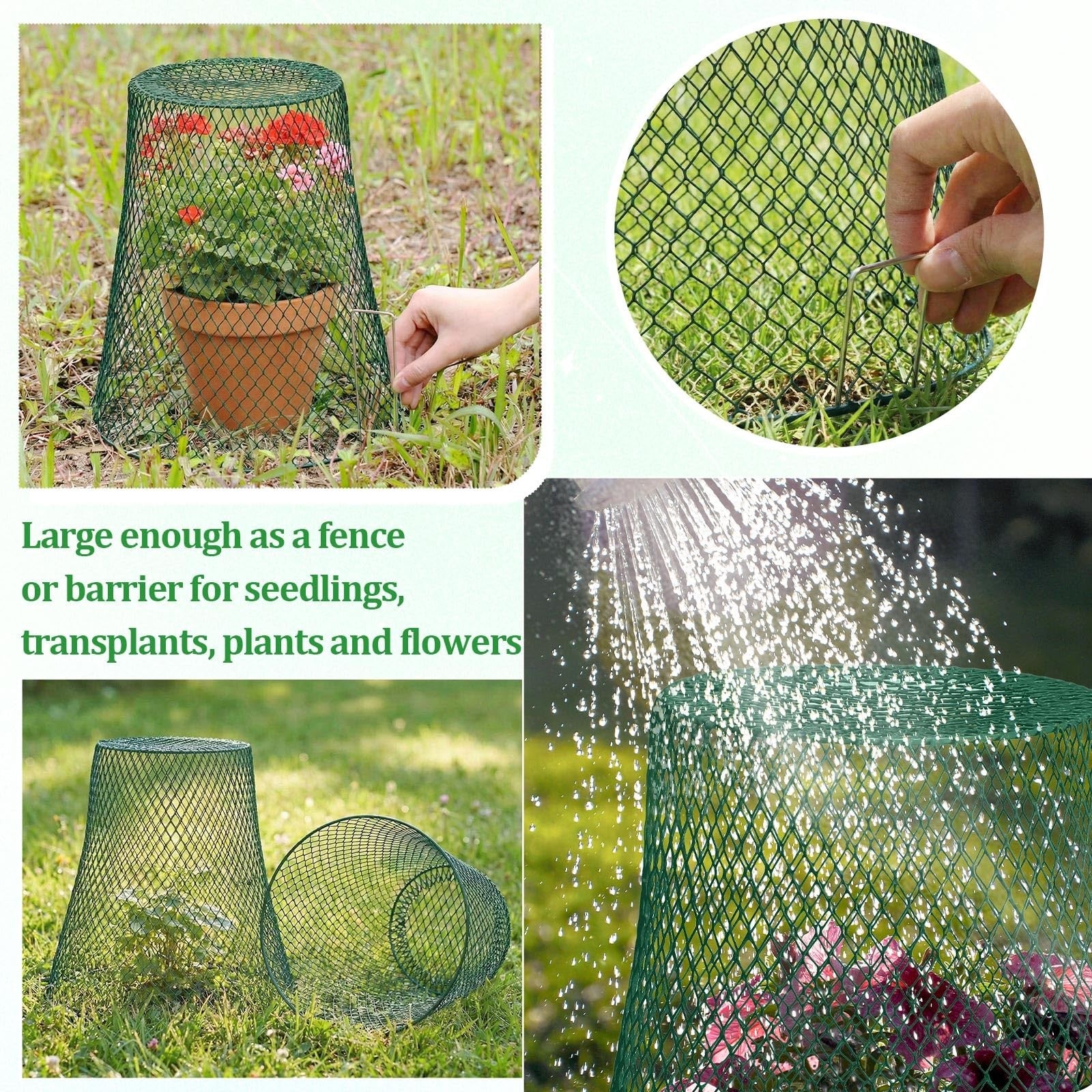 Large metal plant wire cloche set with 15 pieces, measuring 11x12 inches, for garden protection and plant coverage.