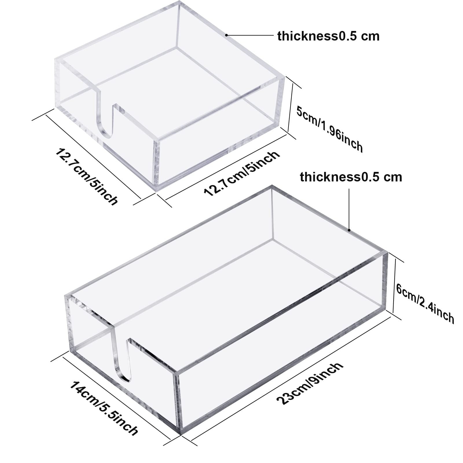 Clear acrylic Boao cocktail napkin holder with a sleek design for table use, holding beverage napkins neatly.