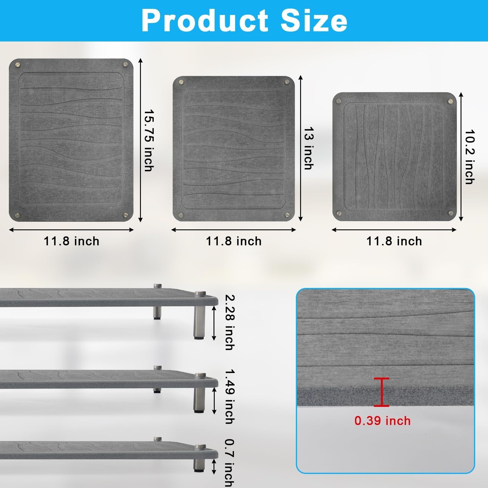 Wishfly 3-piece nesting stone drying mats for kitchens, quick-drying stone dish drying mats on a countertop.