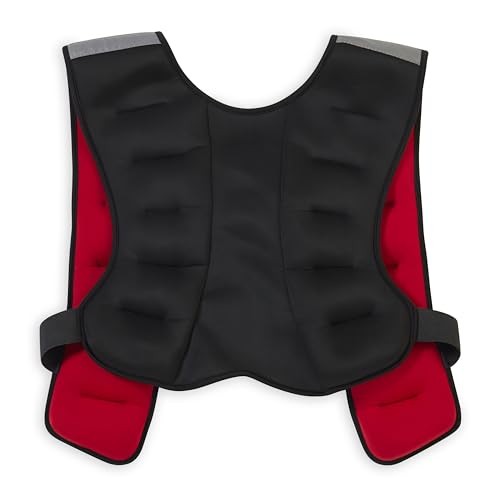 Reebok 20lb weighted vest for strength training and Crossfit, adjustable fit, with padded straps and weight plates.