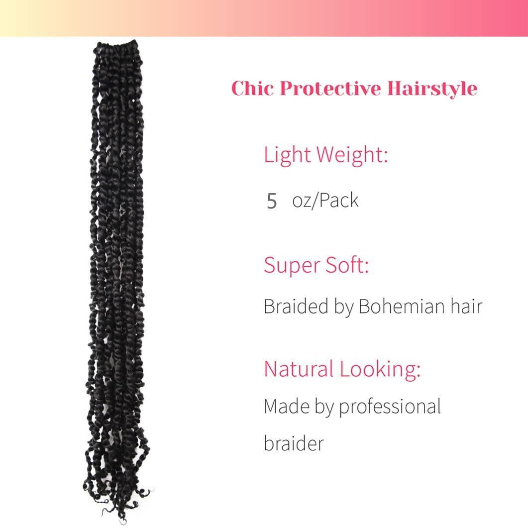 Long Bohobabe 36-inch pre-twisted passion twist hair extensions in 8 packs, super long and pre-looped for easy installation.