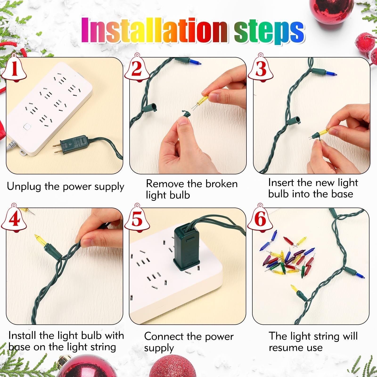 Remagr 720-piece set of 3.5V Christmas mini incandescent light bulbs on wire for holiday decorating and festive lighting.