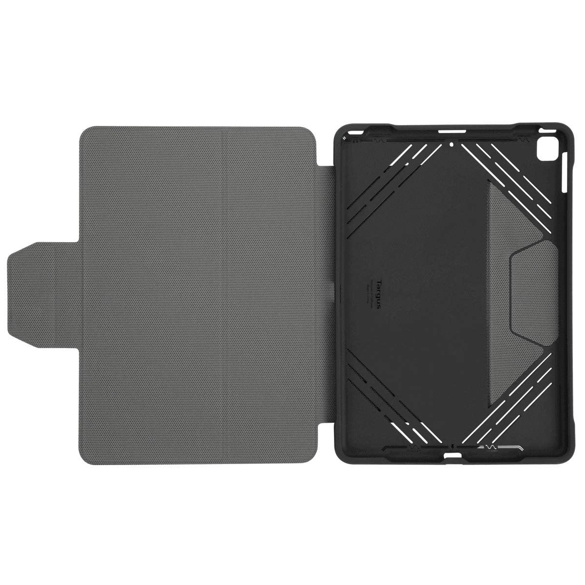 Targus Pro-Tek tablet case for iPad 7th Gen, iPad Air 10.5", and iPad Pro 10.5" shown in black with rugged design.