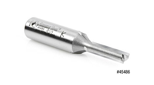 Amana Tool carbide-tipped straight plunge router bit, 5/8-inch diameter, 2-inch length, with 1/2-inch shank for woodworking.