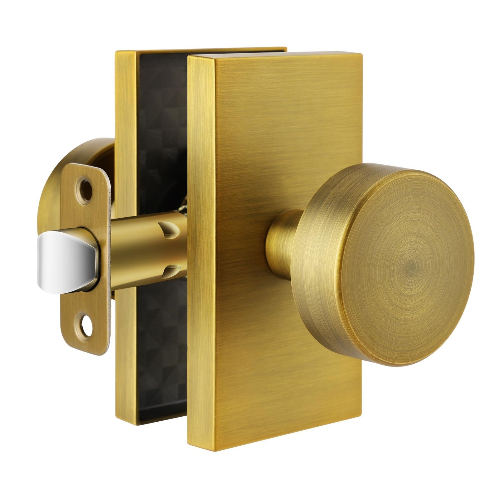 ToPToToo antique brass passage door knob for interior closet doors, traditional design with a polished finish.