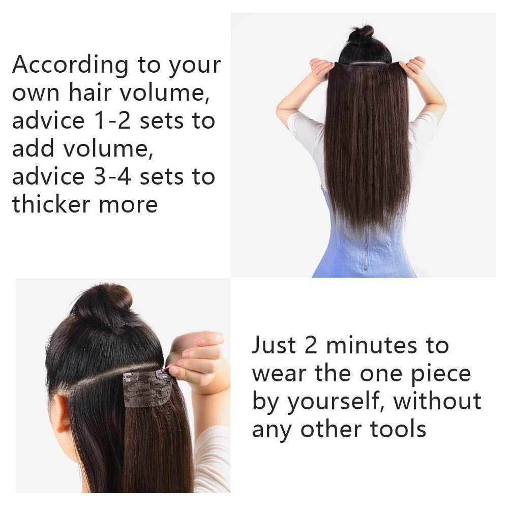 Winsky real human hair clip-in extensions in brown balayage, 16 inches long, 70g weight, shade #1BT4P1B, natural hair look