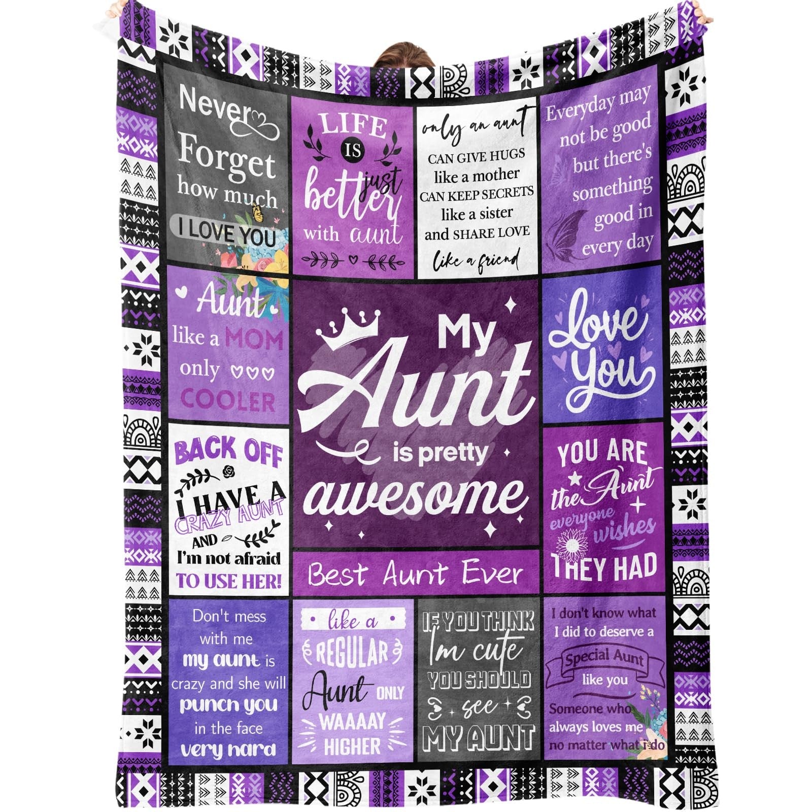 Ueedklaayy Aunt Gifts set featuring gift ideas for aunt from niece or nephew, with decorative packaging and heartfelt messages.